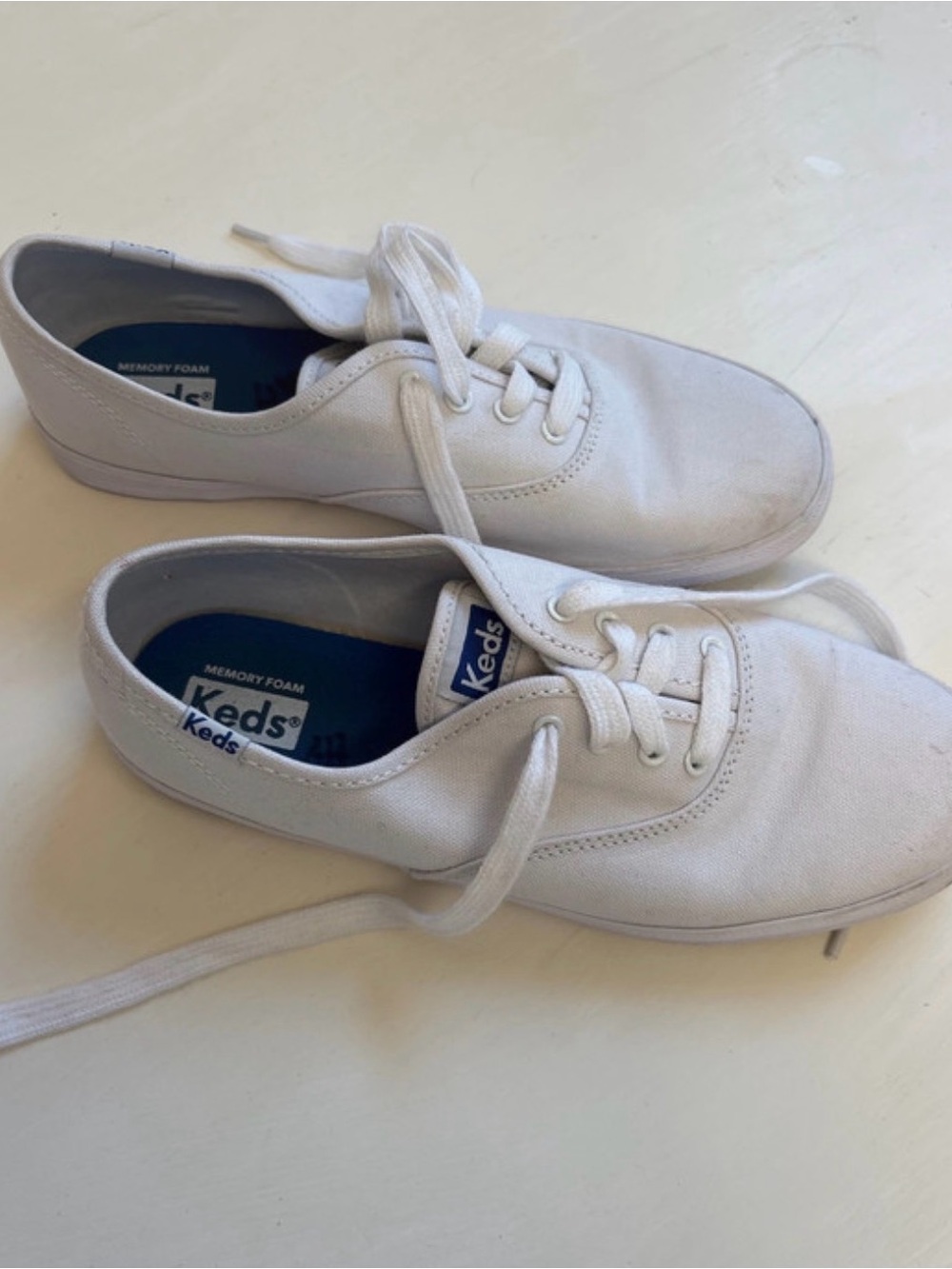 Keds Kids Canvas Lace-Up Sneakers in White